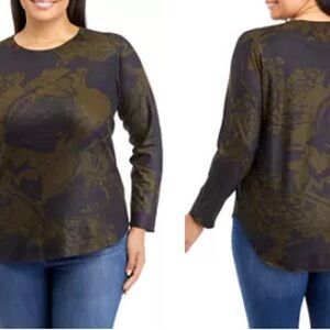 Workshop Republic Sweater Green Blue Shirttail Hem Top